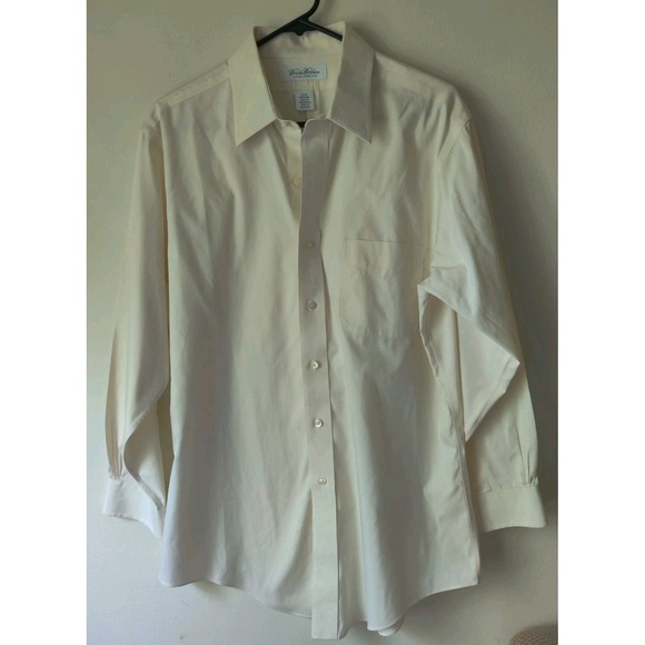Brooks Brothers Men's Button Down Long Sleeve Shirt Pale Yellow/Cream Size 16-32 - Picture 1 of 5